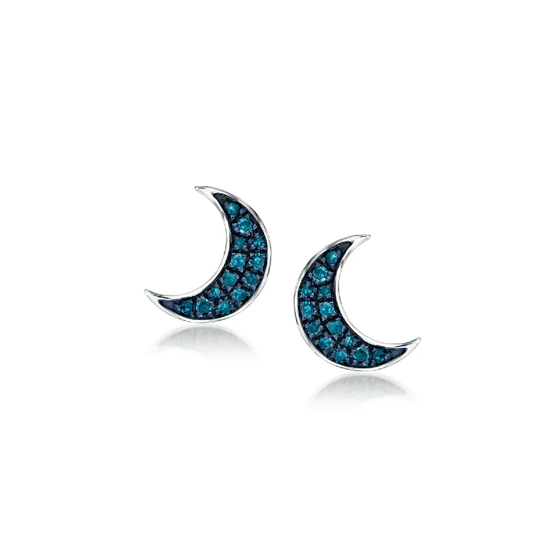 Stud Earrings with Animal Motifs -RS Pure by Ross-Simons Blue Diamond Moon Stud Earrings in Sterling Silver