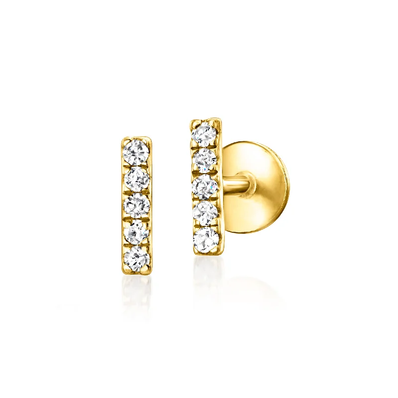 Stud Earrings with Vine Designs -RS Pure by Ross-Simons Diamond-Accented Bar Flat-Back Stud Earrings in 14kt Yellow Gold