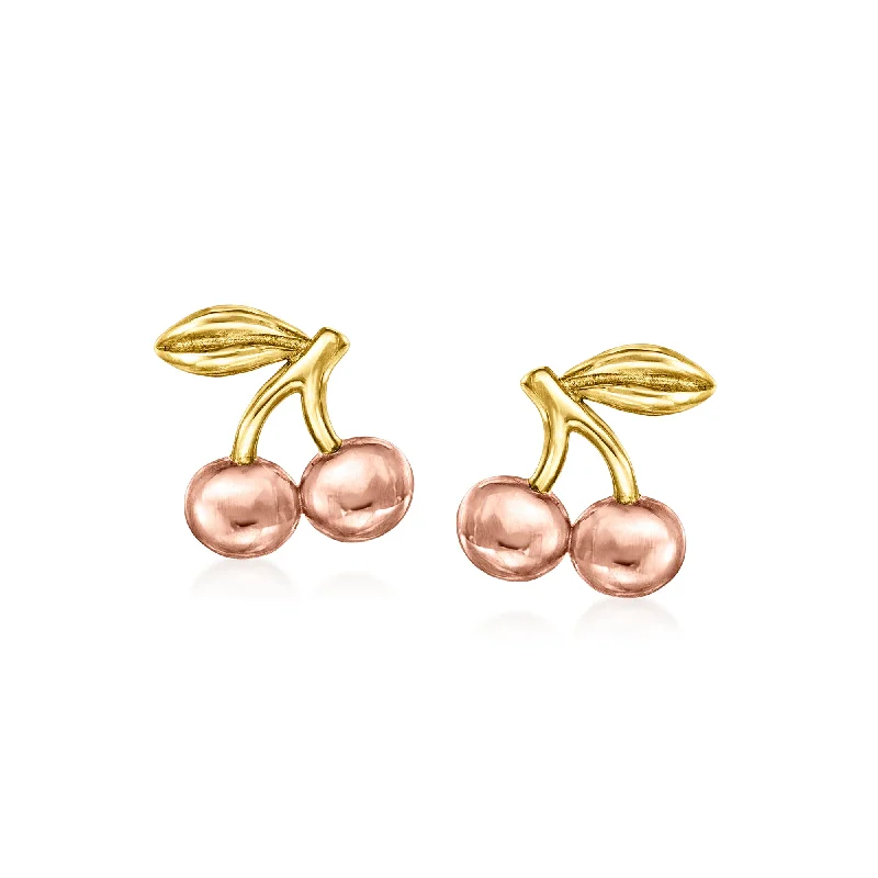 Stud Earrings for Valentine's Day -RS Pure by Ross-Simons Italian 14kt 2-Tone Gold Cherry Stud Earrings