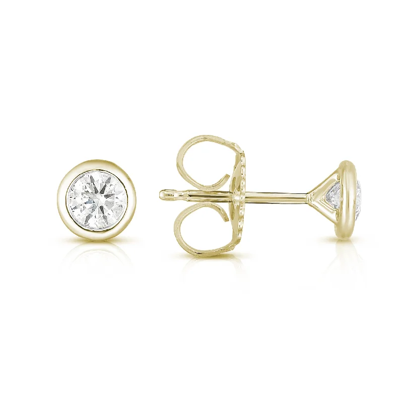 Stud Earrings for Shopping Trip -Sabel Collection Bezel Set Diamond Stud Earrings in 14K Yellow Gold