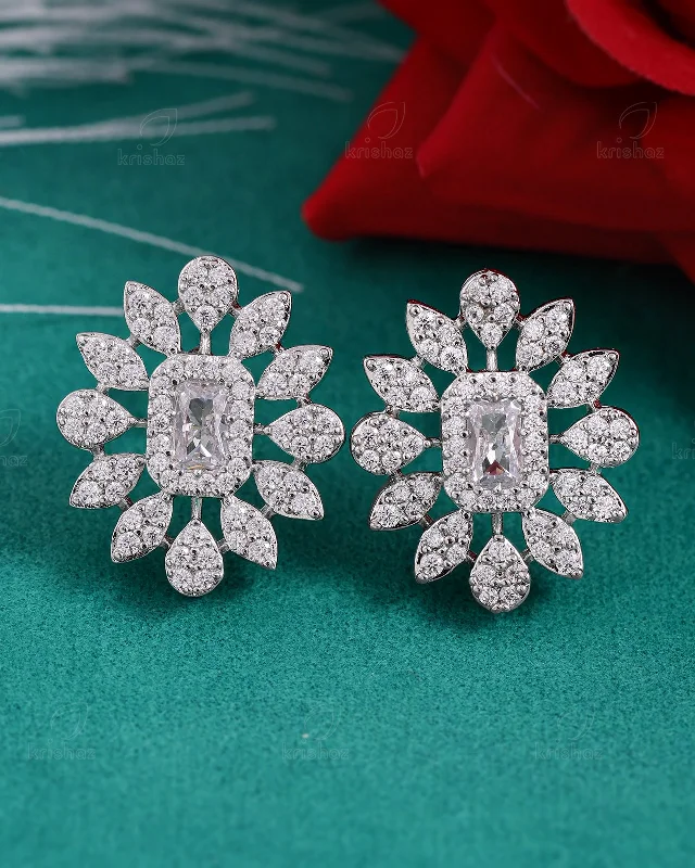 Contemporary Stud Earrings for Fashion -Sage Cz Stud Earrings