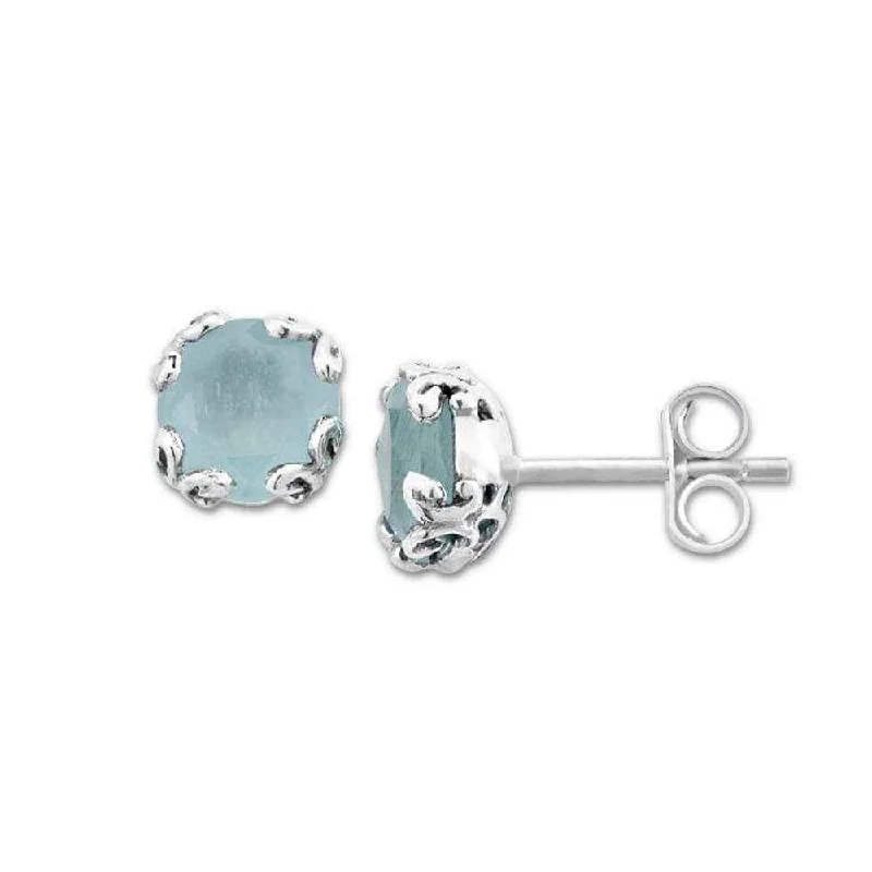 Stud Earrings for Wedding Ceremony -Samuel B. Aquamarine Birthstone Glow Stud Earrings - March