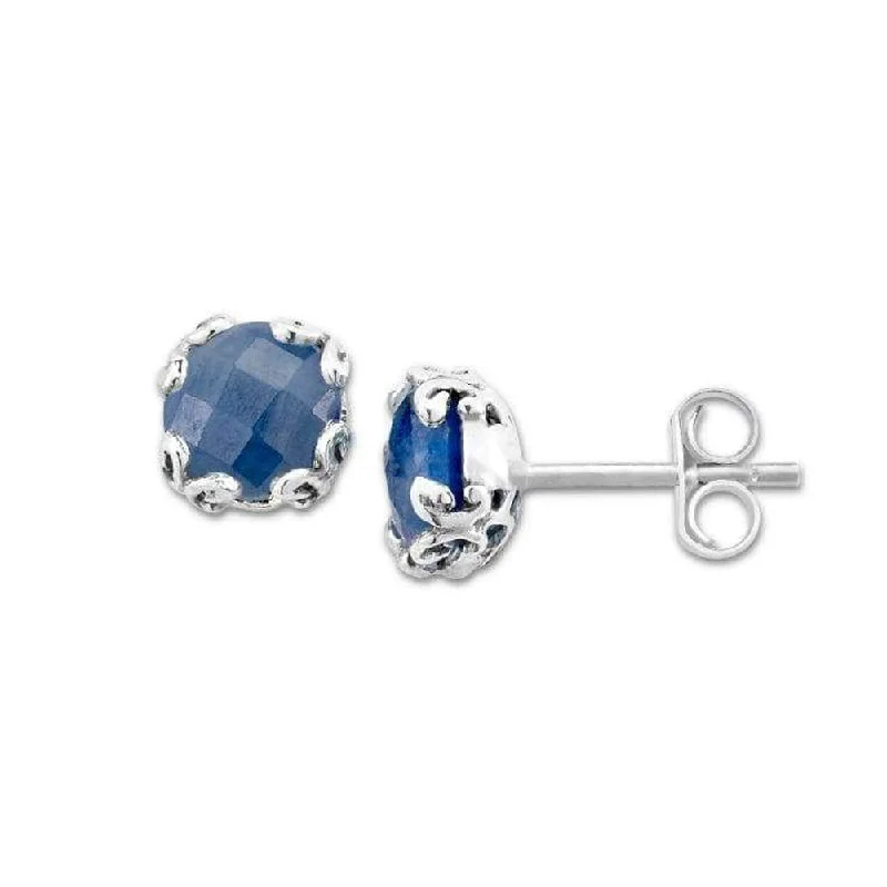 Stud Earrings with Etching -Samuel B. Blue Sapphire Birthstone Glow Stud Earrings - September