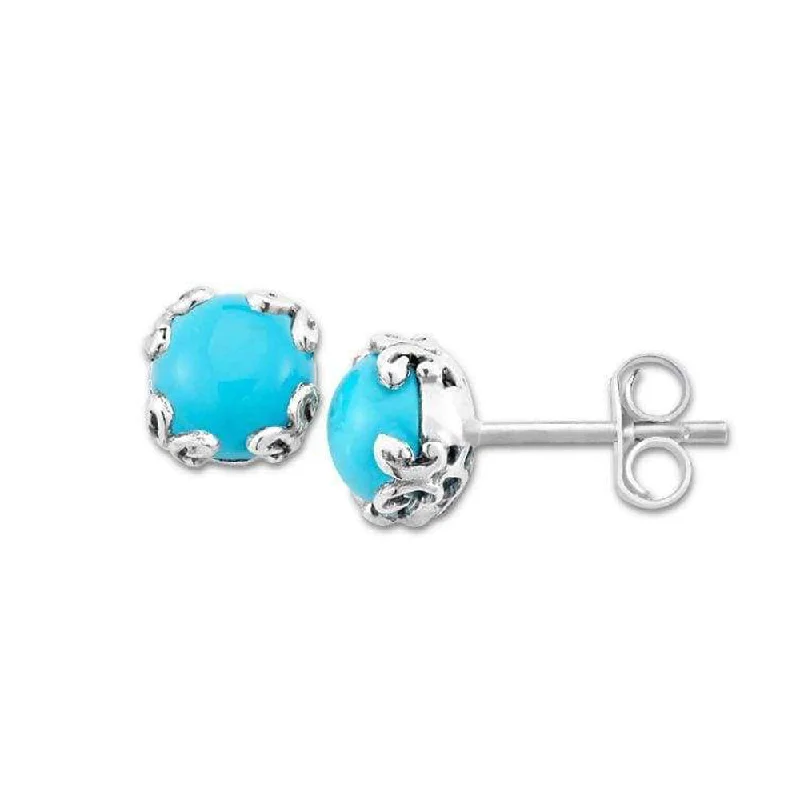 Stud Earrings with Pearls and Diamonds -Samuel B. Sleeping Beauty Turquoise Glow Stud Earrings