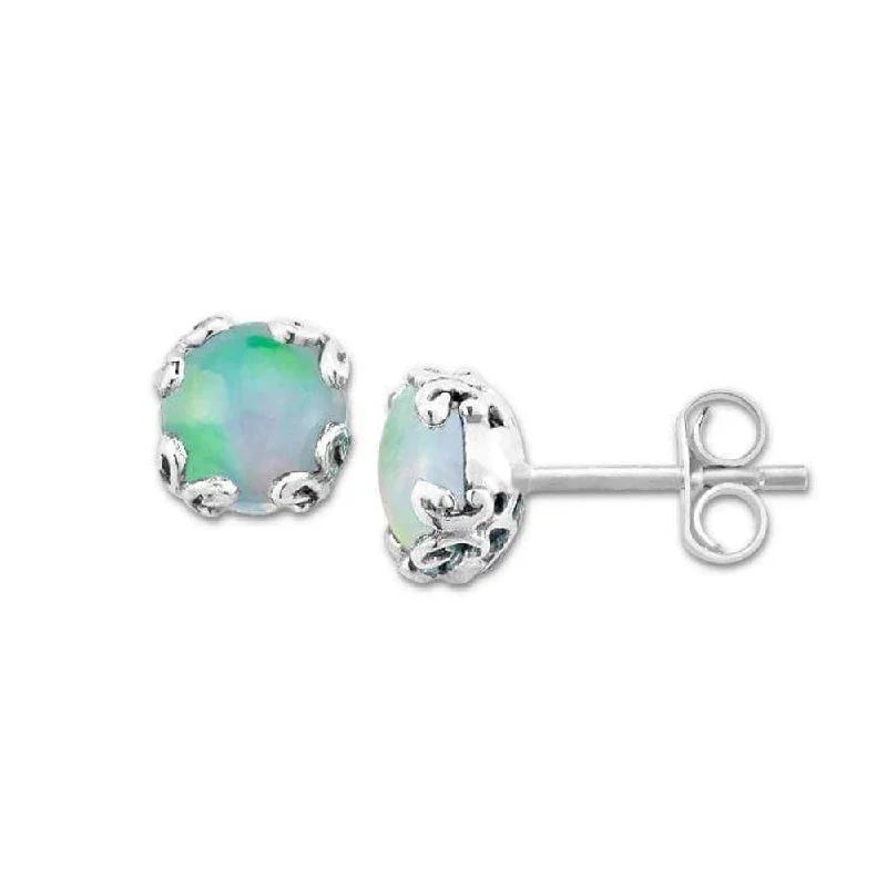 Stud Earrings with Filigree -Samuel B. Opal Birthstone Glow Stud Earrings - October