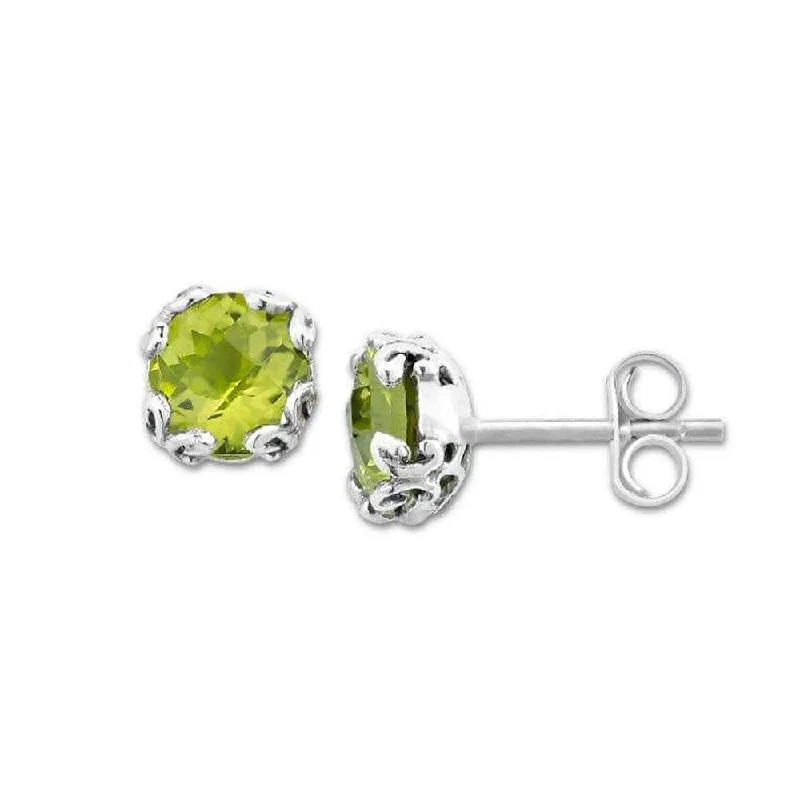 Stud Earrings with Hammered Finish -Samuel B. Peridot Birthstone Glow Stud Earrings - August