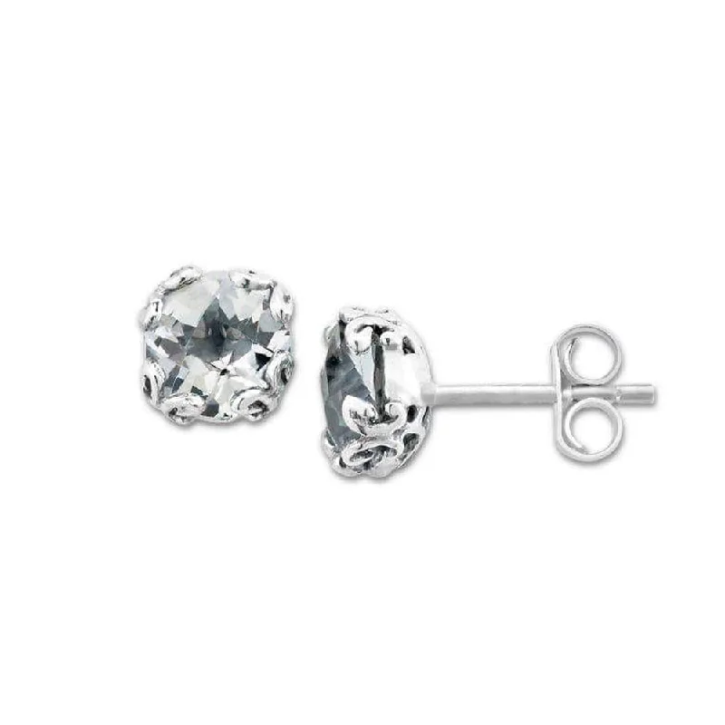 Stud Earrings with Embossed Patterns -Samuel B. White Topaz Birthstone Glow Stud Earrings - April