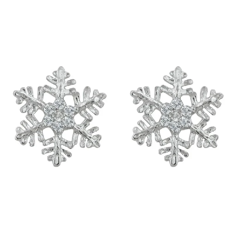 Stud Earrings for Gym Workout -Snowflake Stud Earrings - 14 Mm L X 14 Mm W X 1.6 Mm H