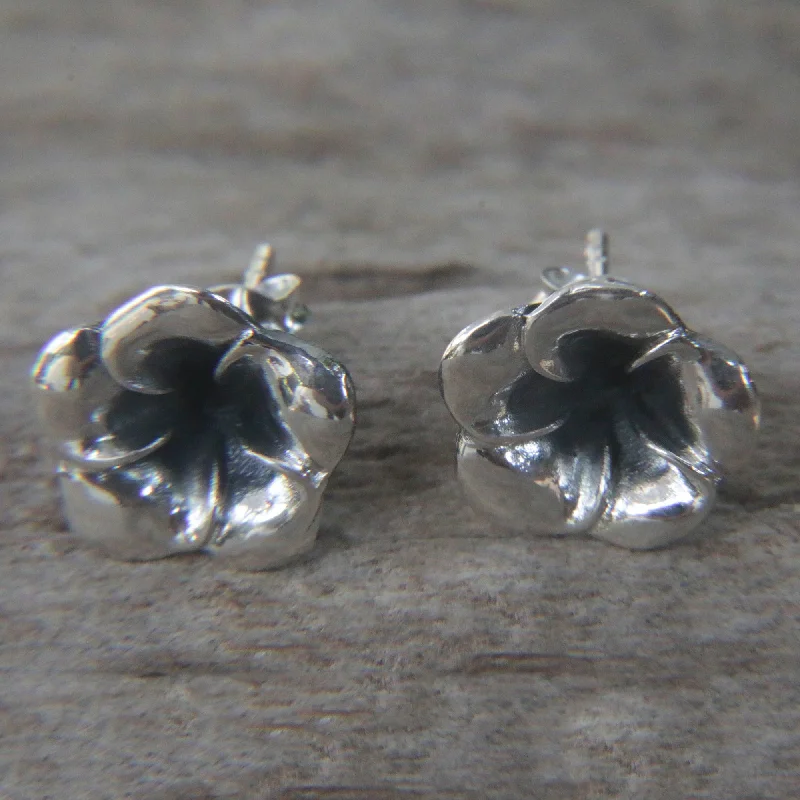 Retro Stud Earrings for Nostalgia -Sterling Silver Allamanda Flower Stud Earrings