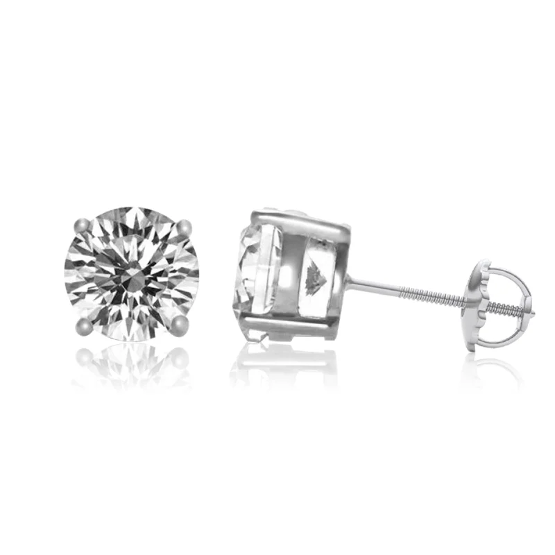 Stud Earrings for Graduation Day -Sterling Silver and Cubic Zirconia Solitaire Stud Earrings