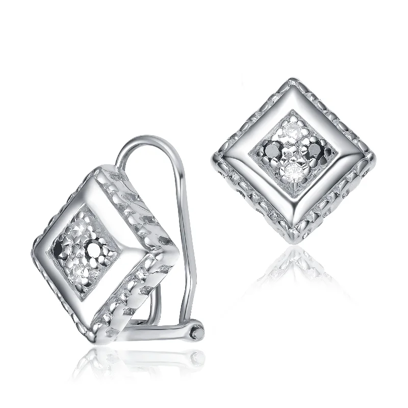 Hypoallergenic Stud Earrings for Sensitive -Sterling Silver Cubic Zirconia Square Stud Earrings