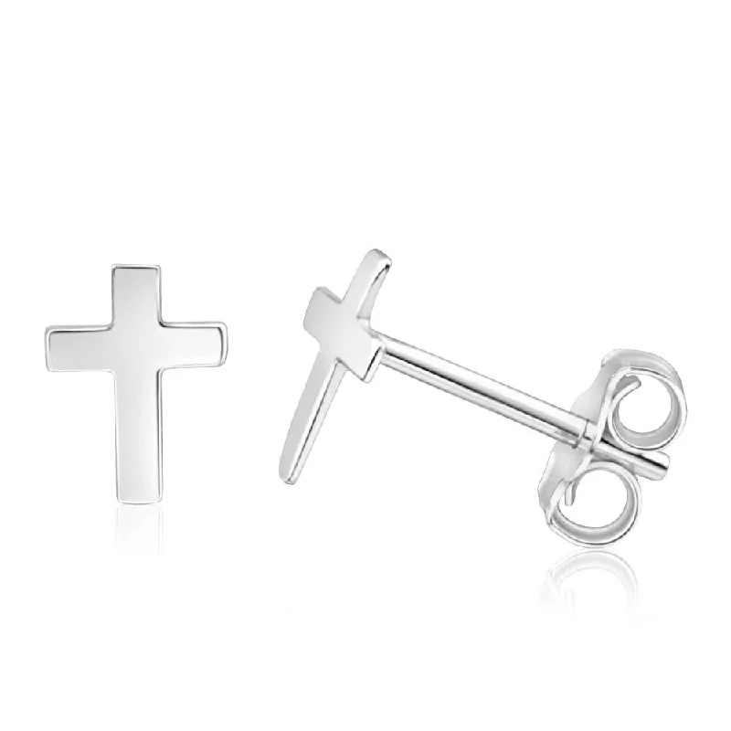 Minimalist Stud Earrings with Simplicity -Sterling Silver Small Cross Stud Earrings