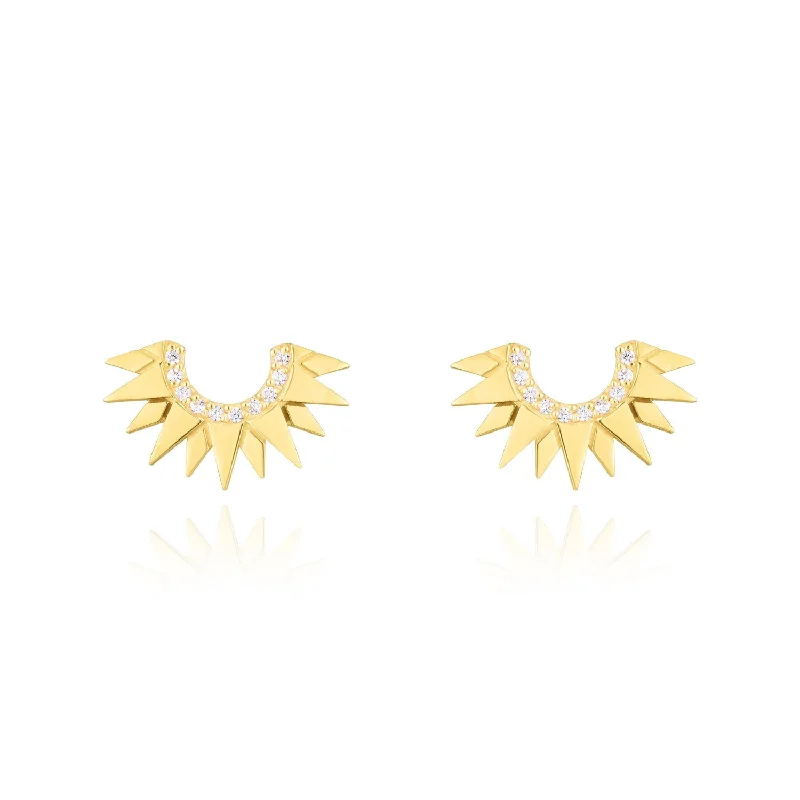 Tarnish Resistant Stud Earrings for Longevity -Sunburst Diamond Stud Earrings