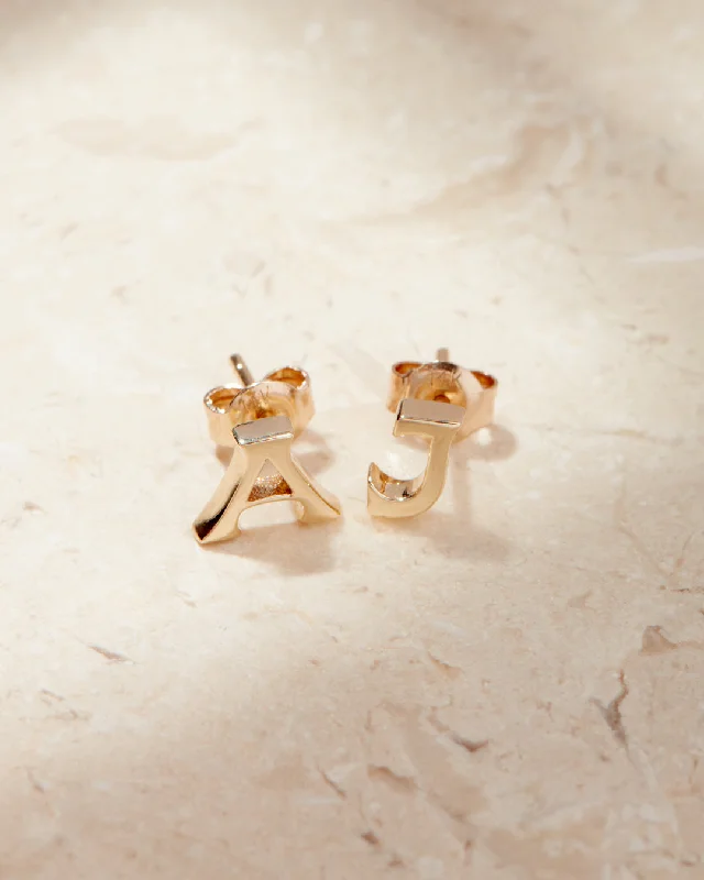 Stud Earrings with Abstract Designs -The Initial Stud Earrings [Vintage]