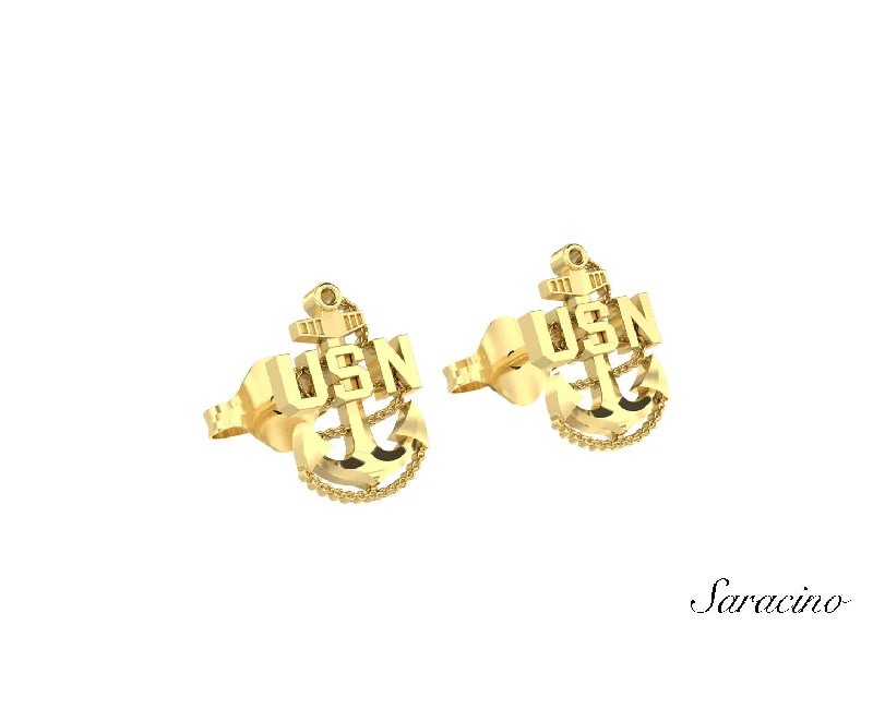 Stud Earrings for Gym Workout -US Navy Anchor Stud Earrings