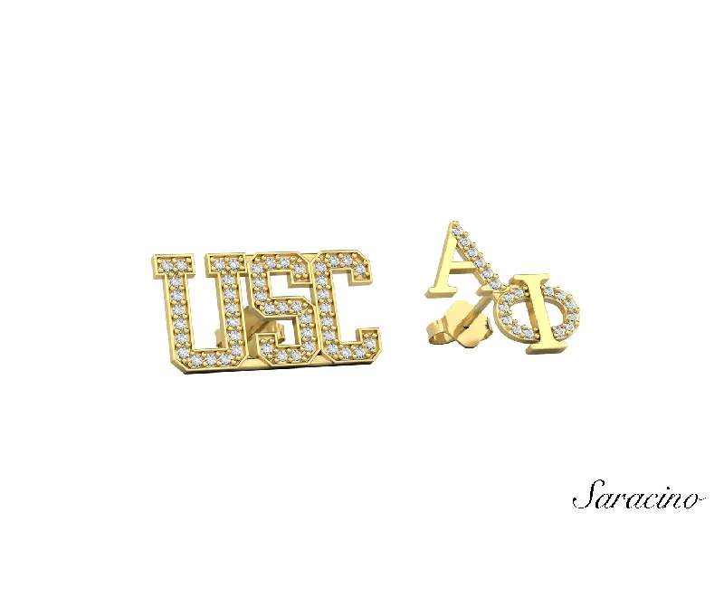 Stud Earrings for Shopping Trip -USC Alpha Phi Diamond Stud Earrings