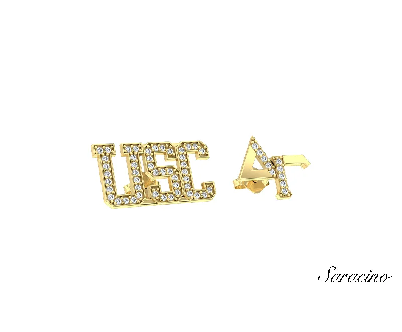 Stud Earrings for Office Wear -USC Delta Gamma Diamond Stud Earrings