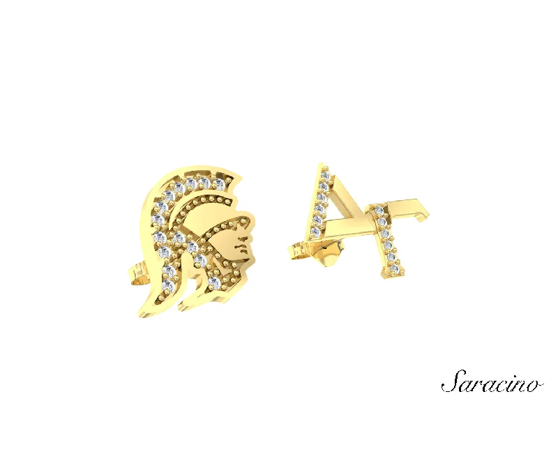 Stud Earrings for Formal Attire -USC Delta Gamma Trojans Diamond Stud Earrings