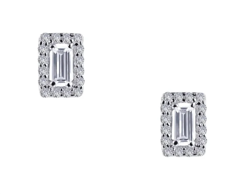 Stud Earrings with Crown Designs -Women's 0.52 Ctw Halo Stud Earrings In Silver