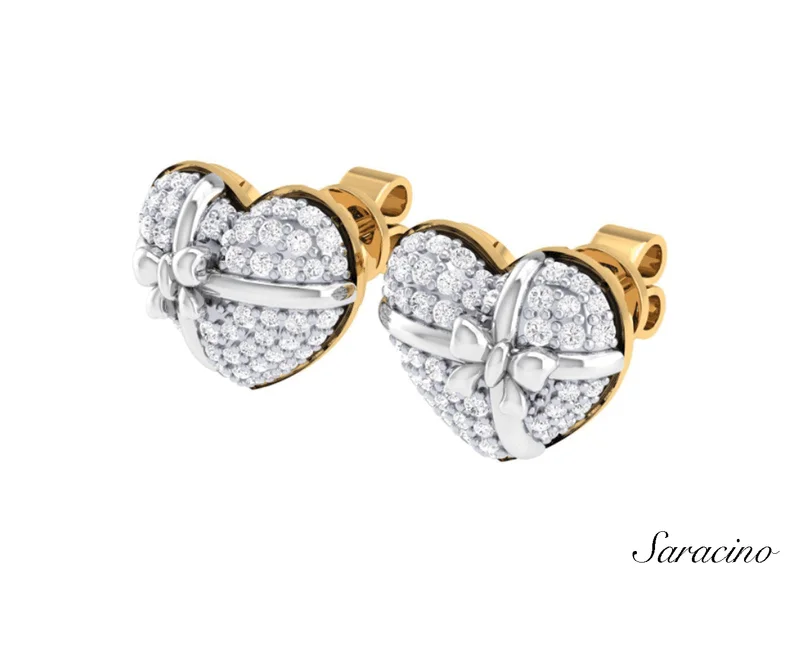 Hypoallergenic Stud Earrings for Sensitive -Wrapped Heart Diamond Stud Earrings