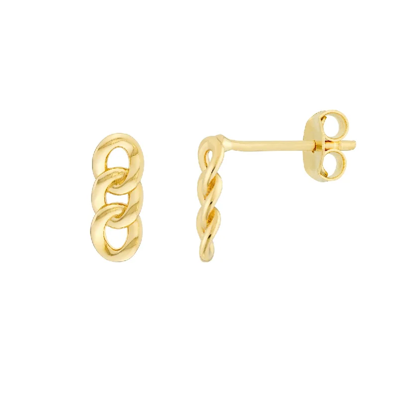 Stud Earrings with Leaf Motifs -Yellow Gold Stud Earrings