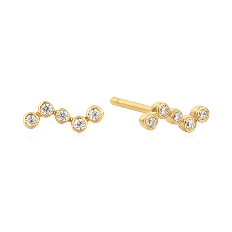 Geometric Stud Earrings for Trend -Yuki Solid Gold Screw Back Stud Earrings