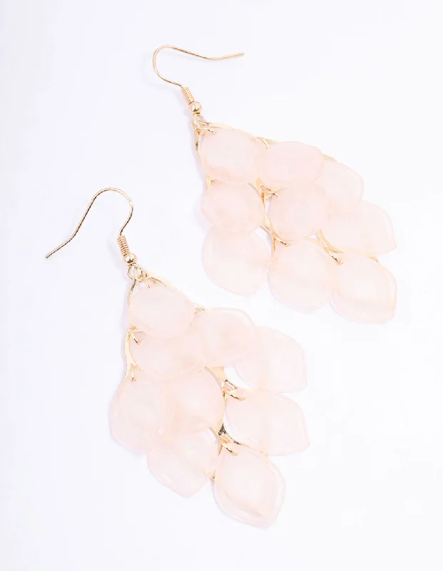 Drop Earrings for Festival Style -Blush Frosted Petal Diamond Drop Earrings