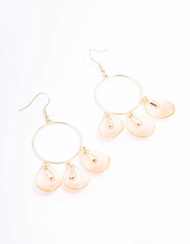 Drop Earrings for Shopping Trip -Blush Edge Petal Drop Earrings