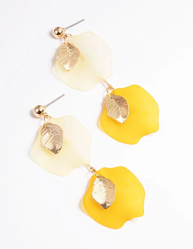 Retro Drop Earrings for Nostalgia -Mixed Petal & Leaf Drop Earrings