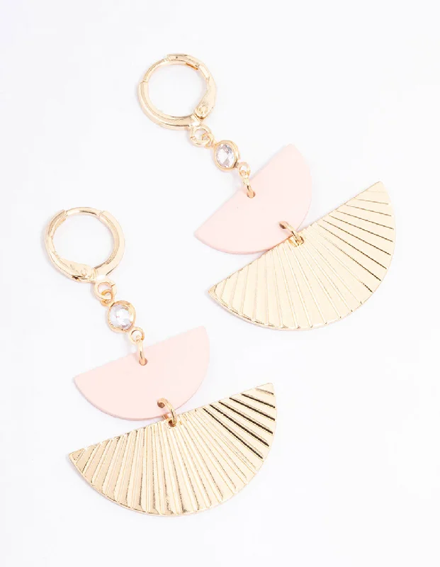 Drop Earrings for Beach Outfit -Blush Semi-Circle Disc Drop Earrings