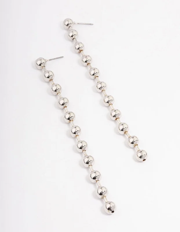 Drop Earrings for Formal Attire -Silver Ball Chain Drop Earrings