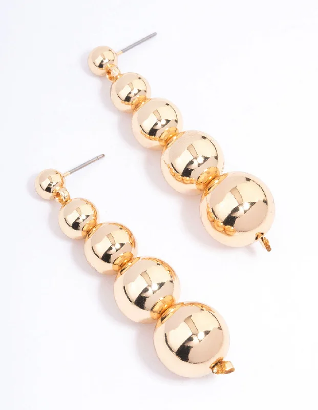 Drop Earrings for Fitness Activities -Gold Gradual Sphere Drop Earrings