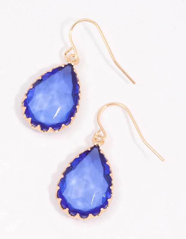 Drop Earrings with Vine Designs -Blue Encased Pearl Drop Earrings