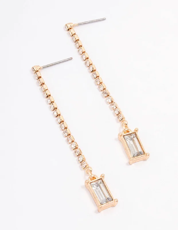 Drop Earrings with Embossed Patterns -Gold Cup Chain Radiant Drop Earrings