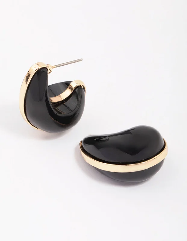 Hypoallergenic Drop Earrings for Sensitive -Black & Gold Teardrop Earrings