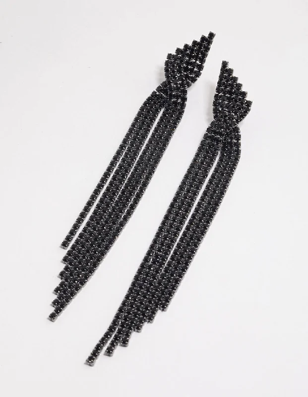 Geometric Drop Earrings for Trend -Coated Black Statement Strand Twist Drop Earrings