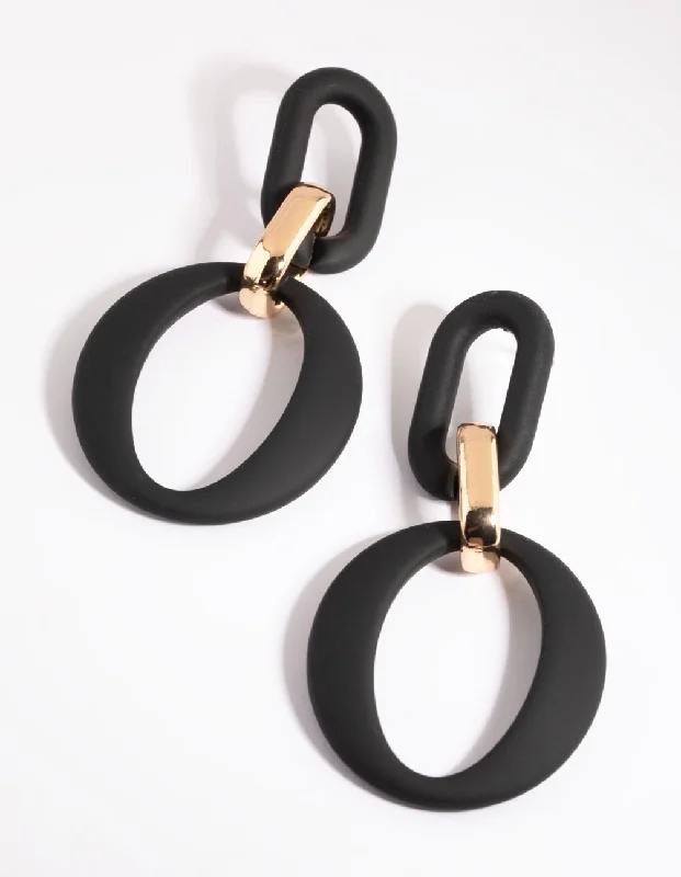 Waterproof Drop Earrings for Outdoor -Black Link Drop Earrings