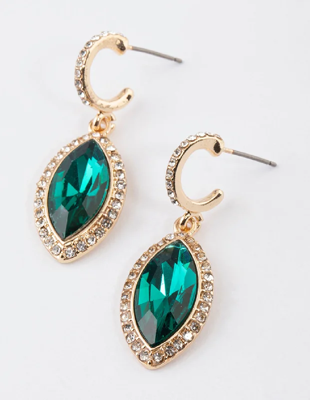 Heart Shaped Drop Earrings for Love -Gold Single Navet Drop Earrings