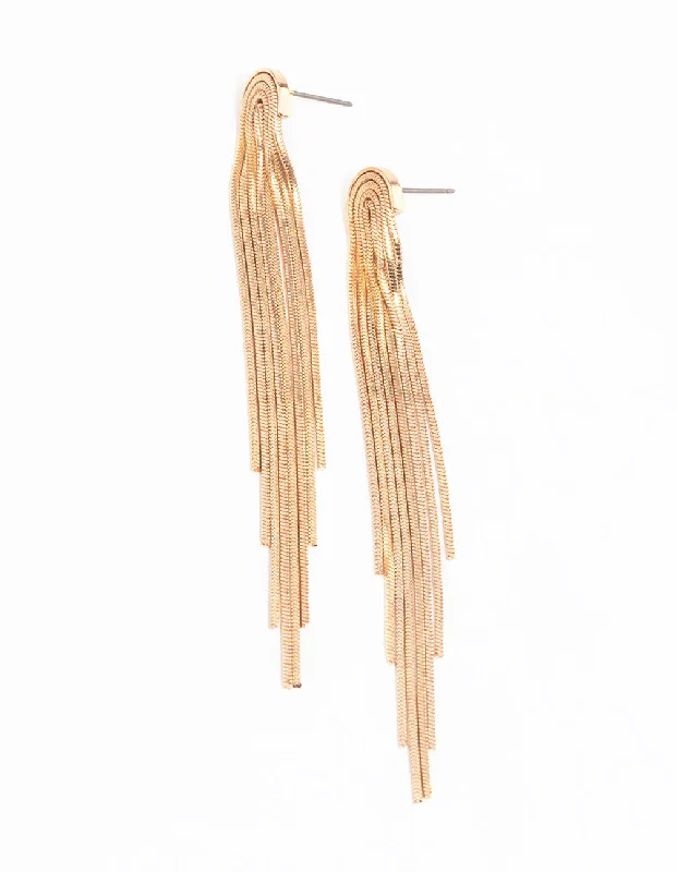 Drop Earrings with Animal Motifs -Gold Waterfall Drop Earrings