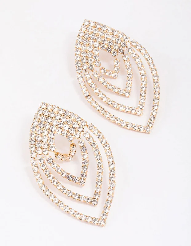 Oval Drop Earrings for Grace -Gold Layered Marquise Drop Earrings