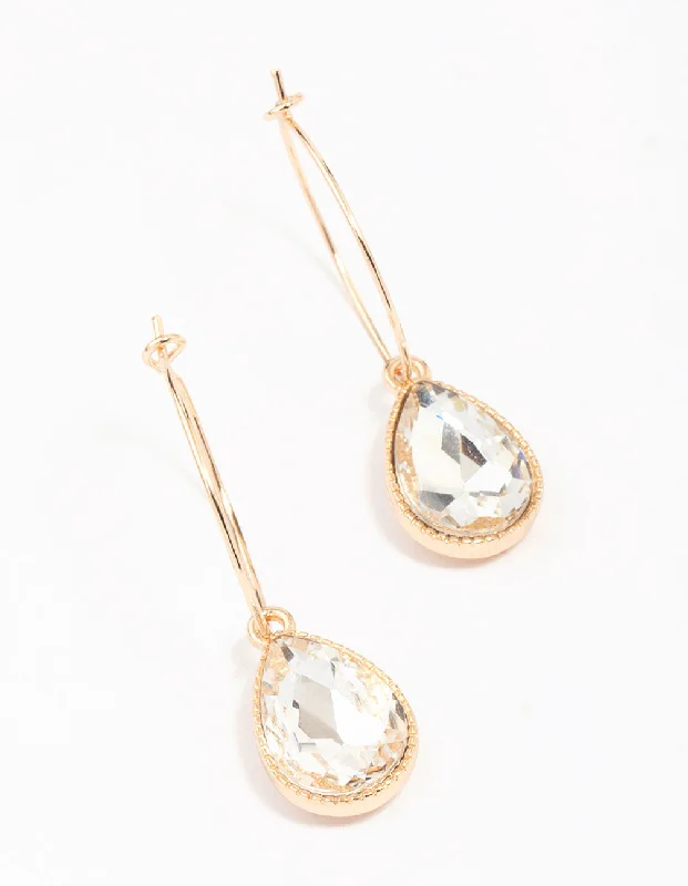 Drop Earrings for Gym Workout -Gold Pear Halo Drop Earrings