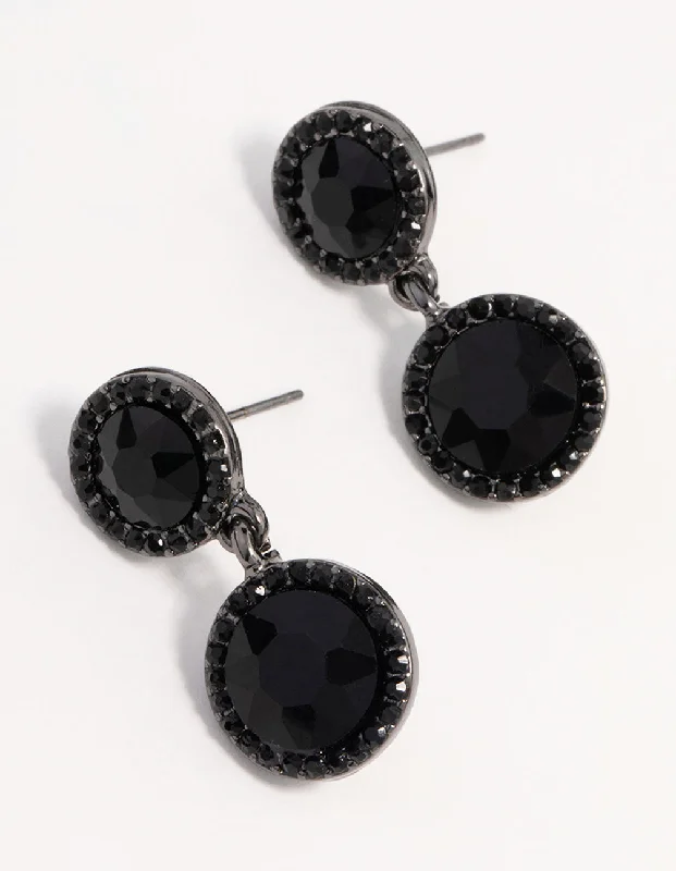 Animal Print Drop Earrings for Fun -Gunmetal Black Stone Drop Earrings