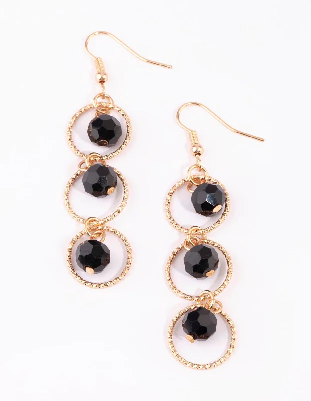 Clip On Drop Earrings for Non Pierced -Gold Textured Drop Earrings