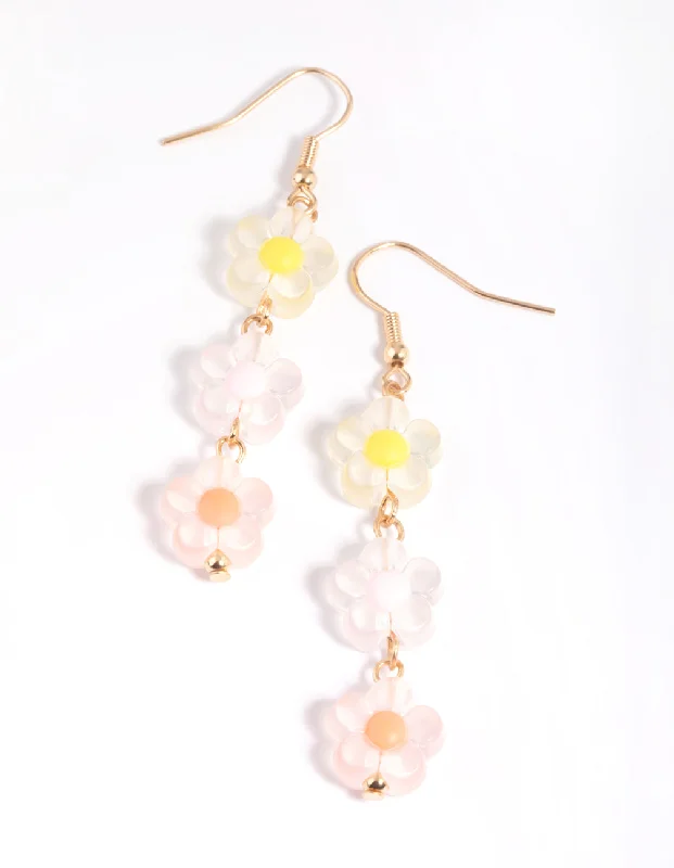 Indian Drop Earrings with Intricacy -Colourful Flower Drop Earrings