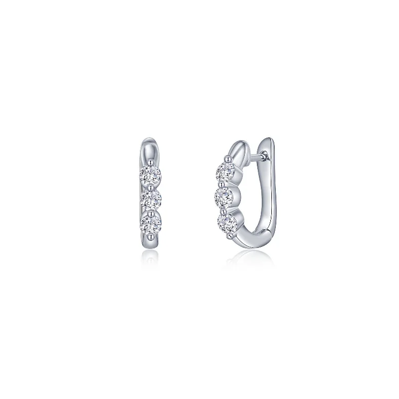 Drop Earrings with Knot Designs -1.0 CTW 3-Stone Huggie Hoop Earrings