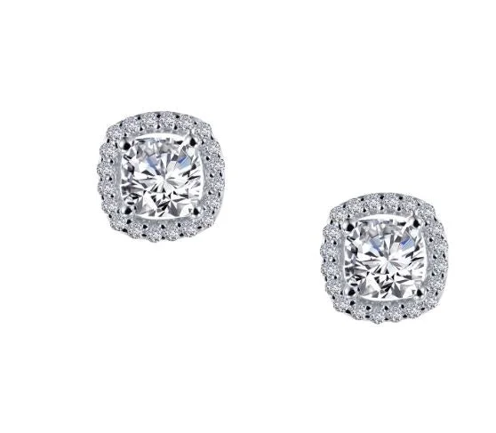 Drop Earrings with Crown Designs -1.52 CTW Halo Stud Earrings