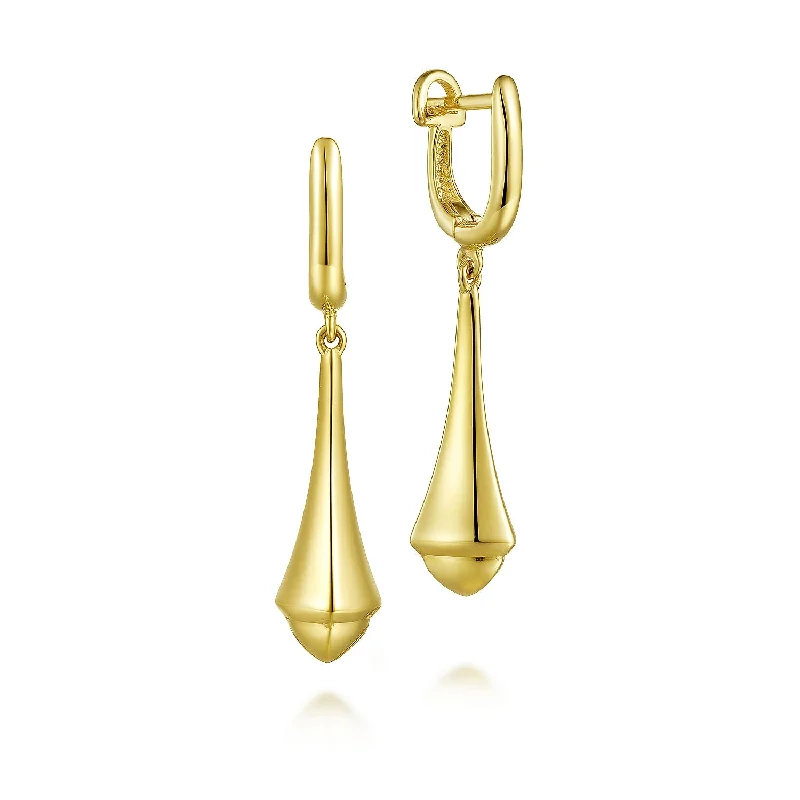 Gothic Drop Earrings with Dark Tone -14K Yellow Gold Earrings