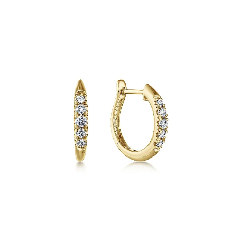 Ethnic Drop Earrings with Tribal Design -14K Yellow Gold Classic Round 15mm Diamond Huggie Earrings