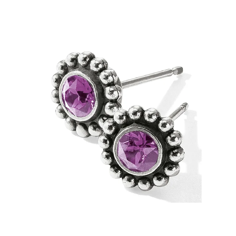 Geometric Drop Earrings for Trend -Amethyst Twinkle Mini Post Earrings-February