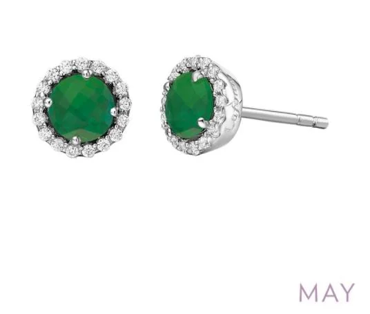 Round Drop Earrings for Classic -May Birthstone Earrings